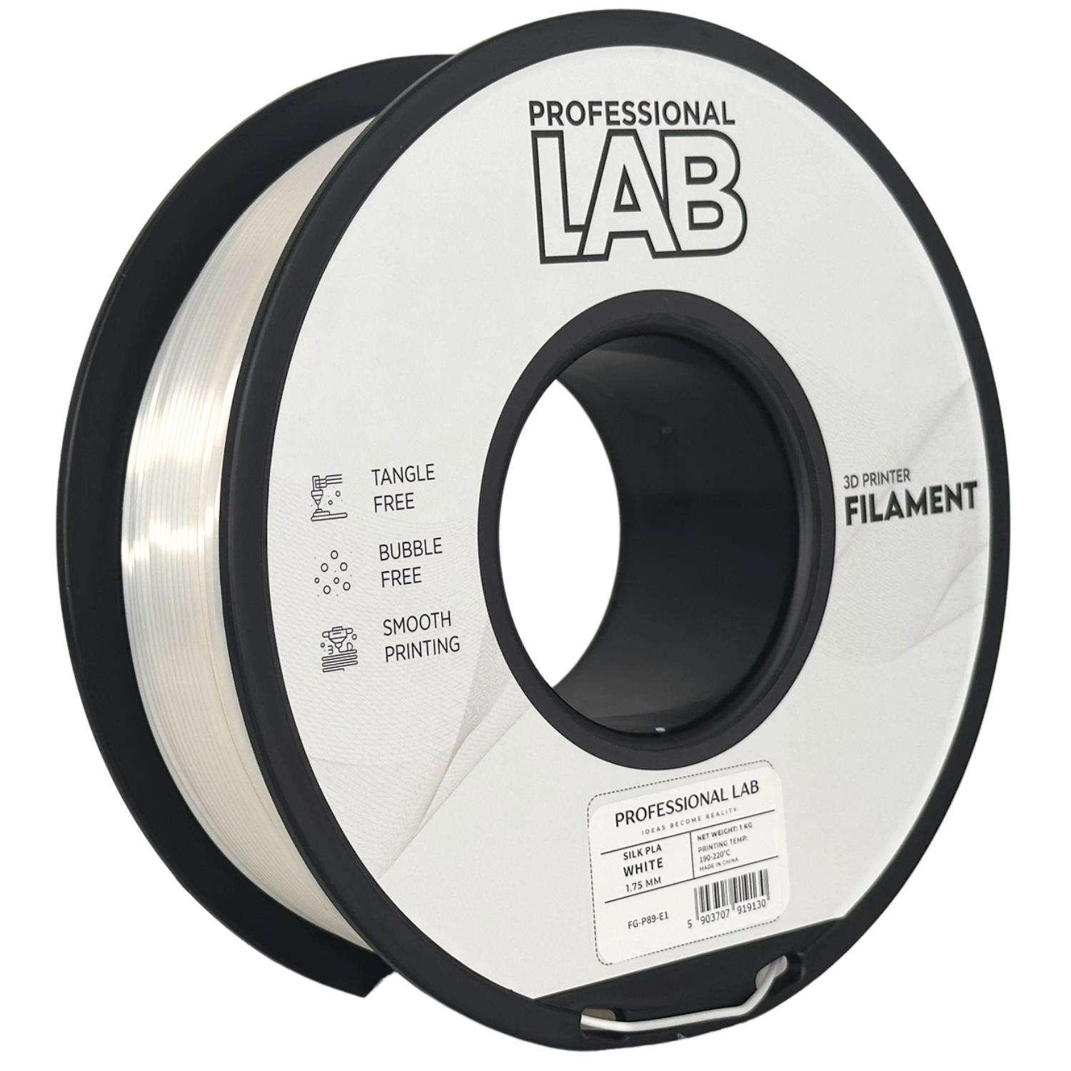 филамент за 3D принтери за принтери и печатащи устройства на 3D print Filament филамент за 3D принтери Silk PLA white 1кг. бял Silk PLA white, Prof. Lab.  цнимка 2.