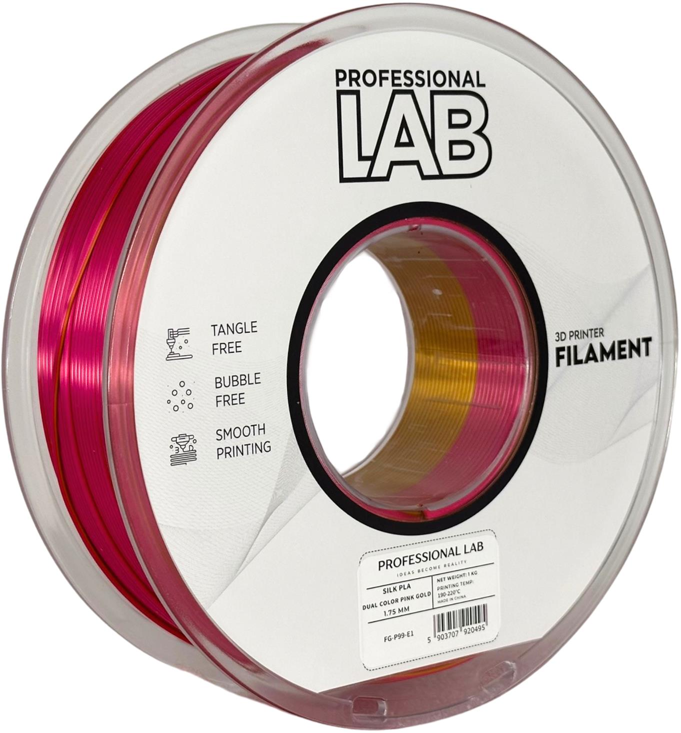 филамент за 3D принтери за принтери и печатащи устройства на 3D print Filament филамент за 3D принтери Silk PLA Dual Color pink gold 1кг. двуцветен златно розово Silk PLA Dual Color pink gold, Prof. Lab.  цнимка 2.