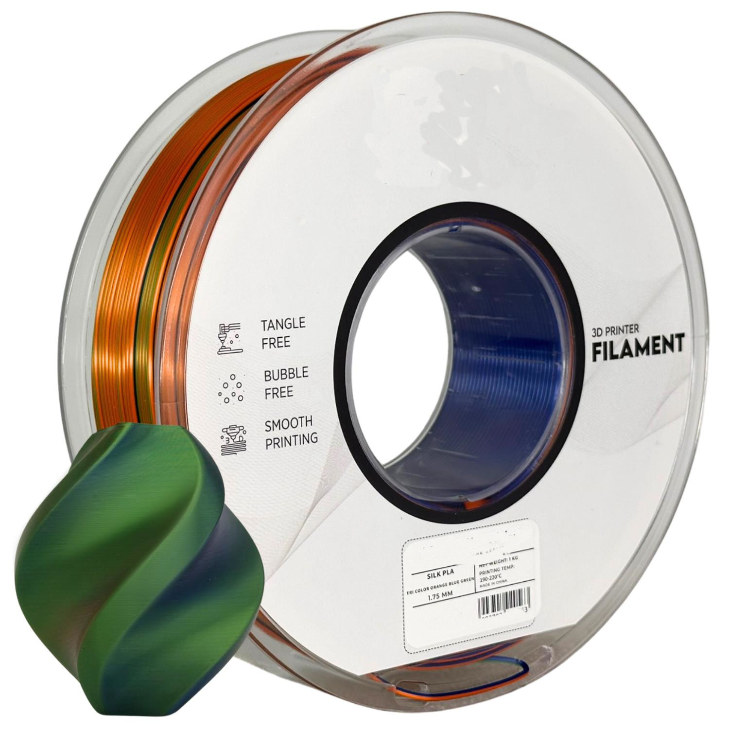 филамент за 3D принтери за принтери и печатащи устройства на 3D print Filament филамент за 3D принтери Silk PLA Tri Color orange blue green 1кг. трицветен оранжев, син, зелен Silk PLA Tri Color orange blue green, Smart Print. Ниски цени, прецизно изпълнение, високо качество.