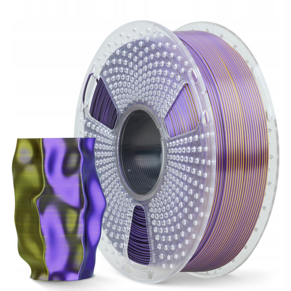 филамент за 3D принтери за принтери и печатащи устройства на 3D print Filament филамент за 3D принтери Silk PLA Tri Color black gold purple 1кг трицветен: черен, златно и лилаво Silk PLA Tri Color black gold purple, Smart Print.  цнимка 3.