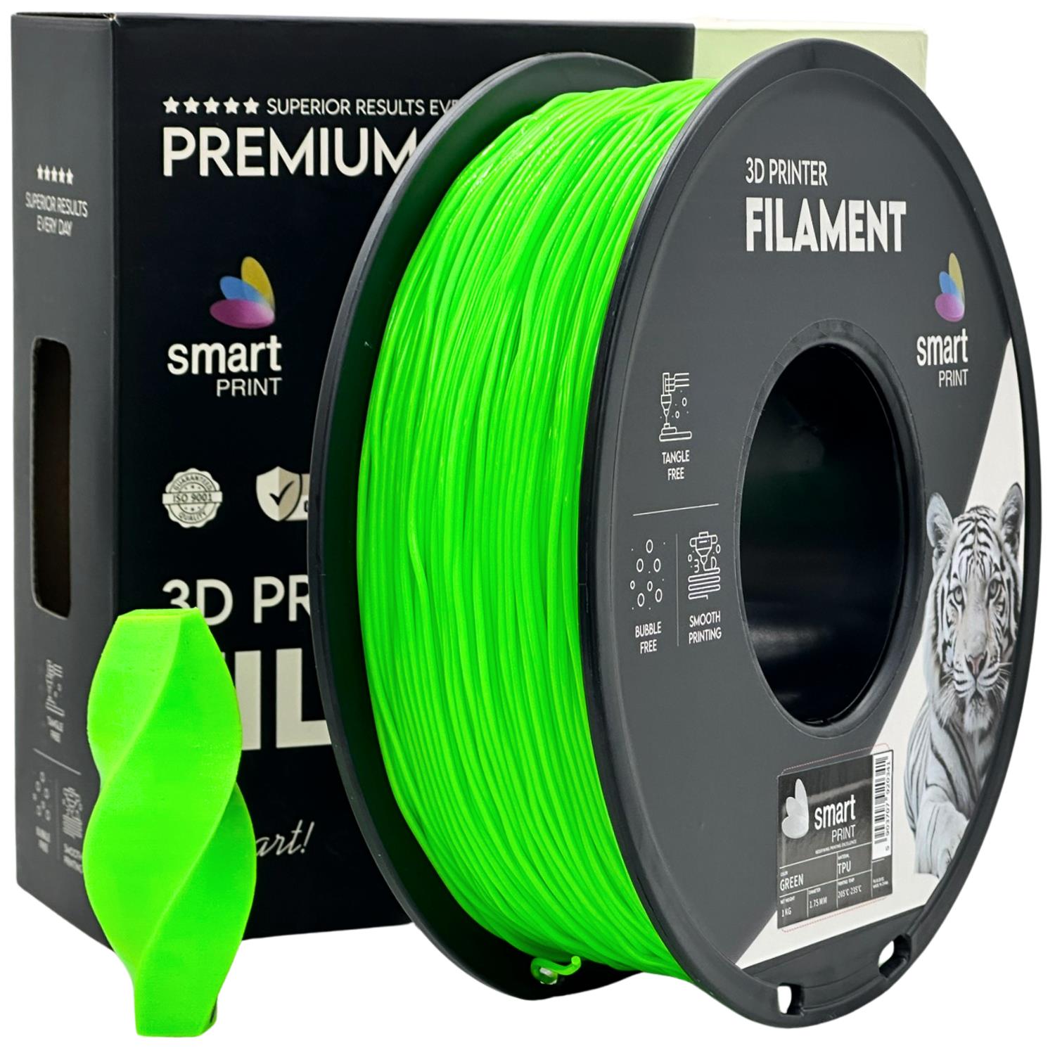 филамент за 3D принтери за принтери и печатащи устройства на 3D print Filament филамент за 3D принтери TPU green 1кг. зелен TPU green, Smart. Ниски цени, прецизно изпълнение, високо качество.
