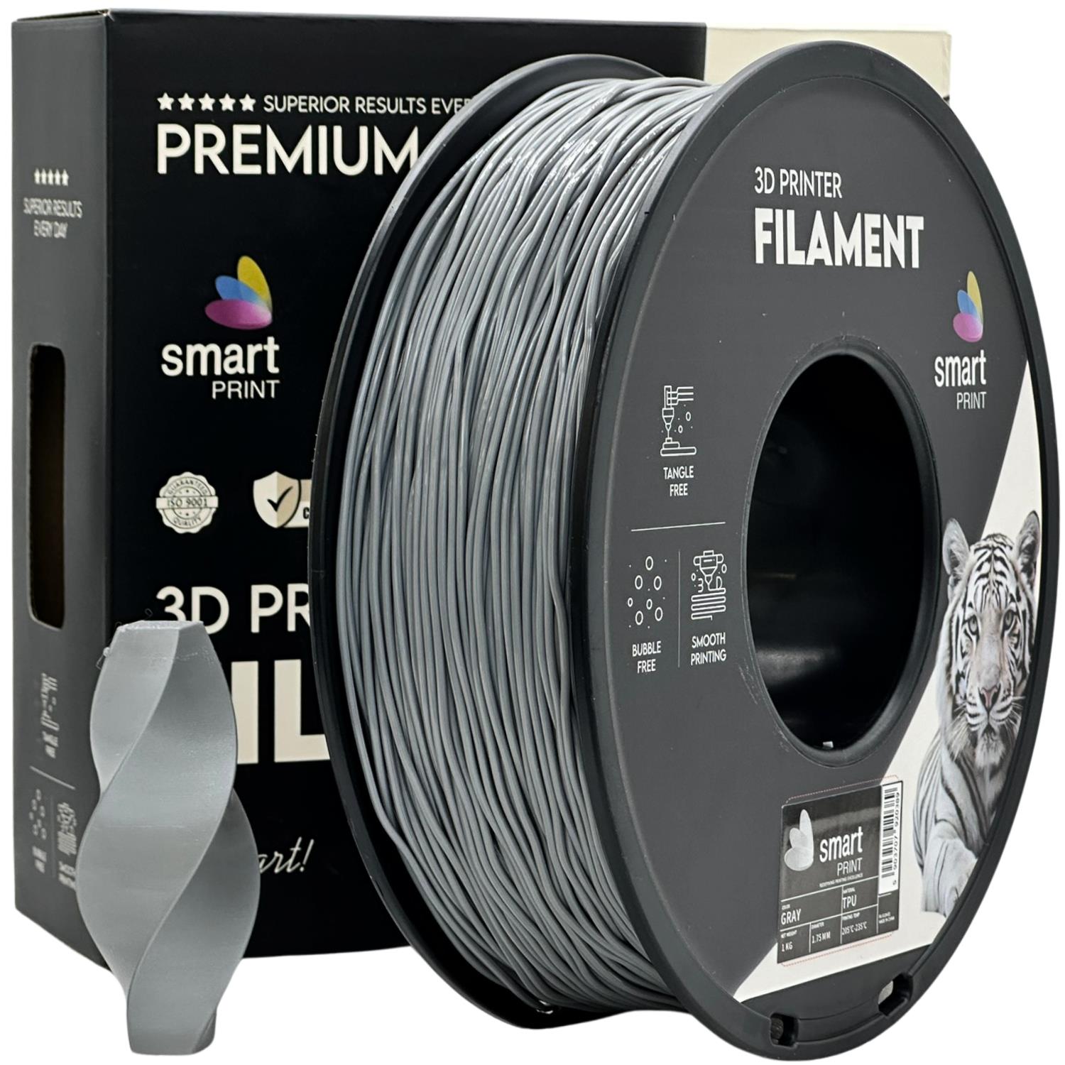 филамент за 3D принтери за принтери и печатащи устройства на 3D print Filament филамент за 3D принтери TPU gray 1кг сив TPU gray, Smart Print. Ниски цени, прецизно изпълнение, високо качество.