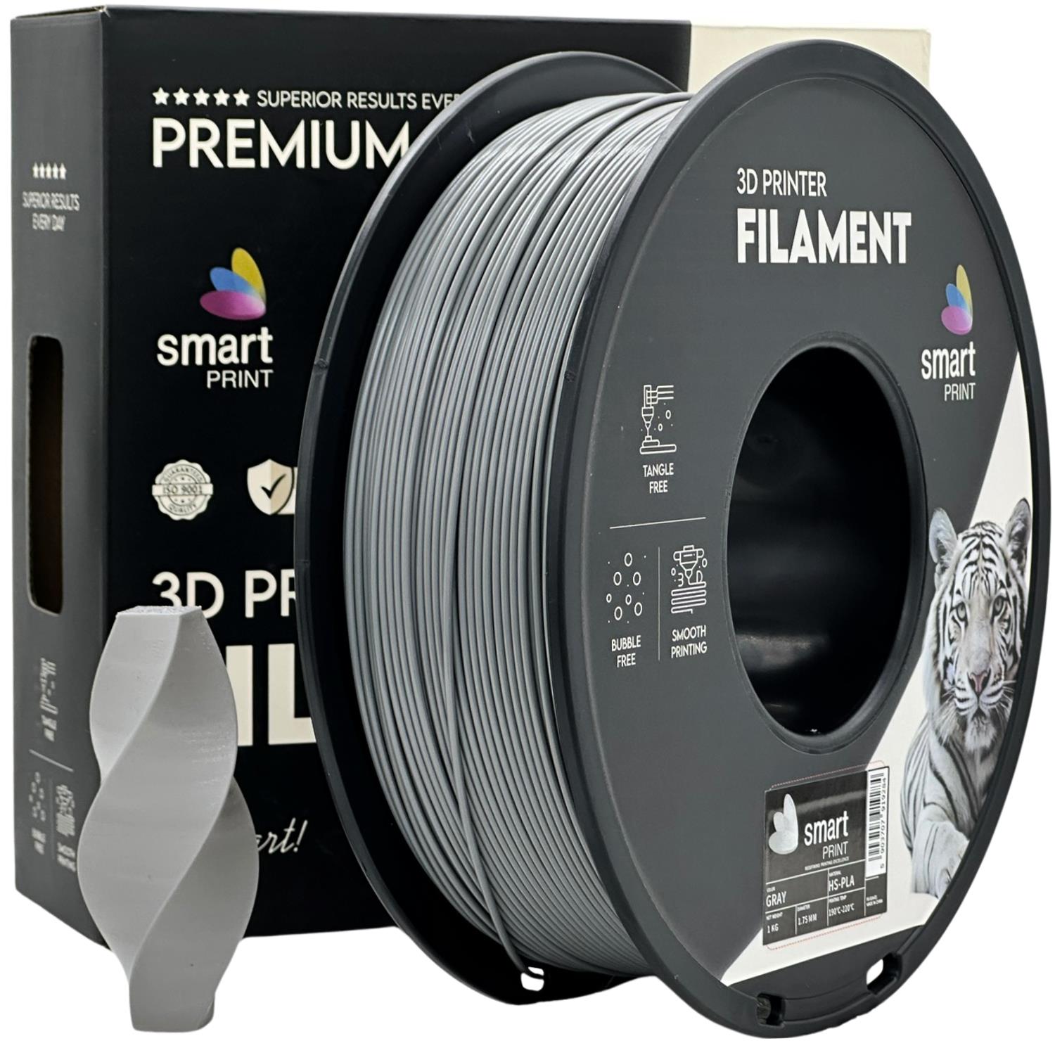 филамент за 3D принтери за принтери и печатащи устройства на 3D print Filament филамент за 3D принтери HS-PLA gray 1кг сив HS-PLA gray, Smart Print. Ниски цени, прецизно изпълнение, високо качество.