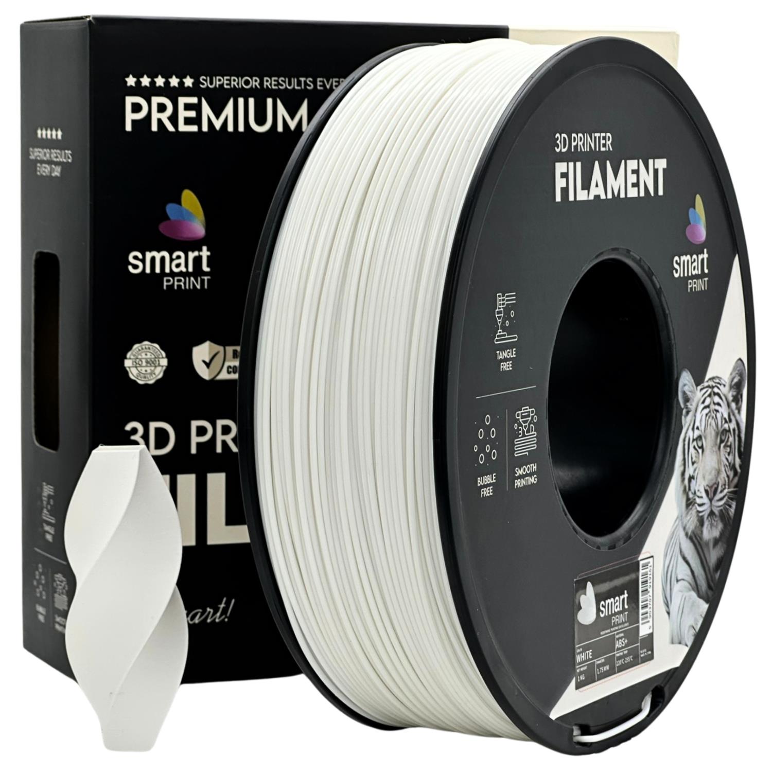 филамент за 3D принтери за принтери и печатащи устройства на 3D print Filament филамент за 3D принтери ABS+ бял, white 1kg ABS+ white, Smart Print. Ниски цени, прецизно изпълнение, високо качество.