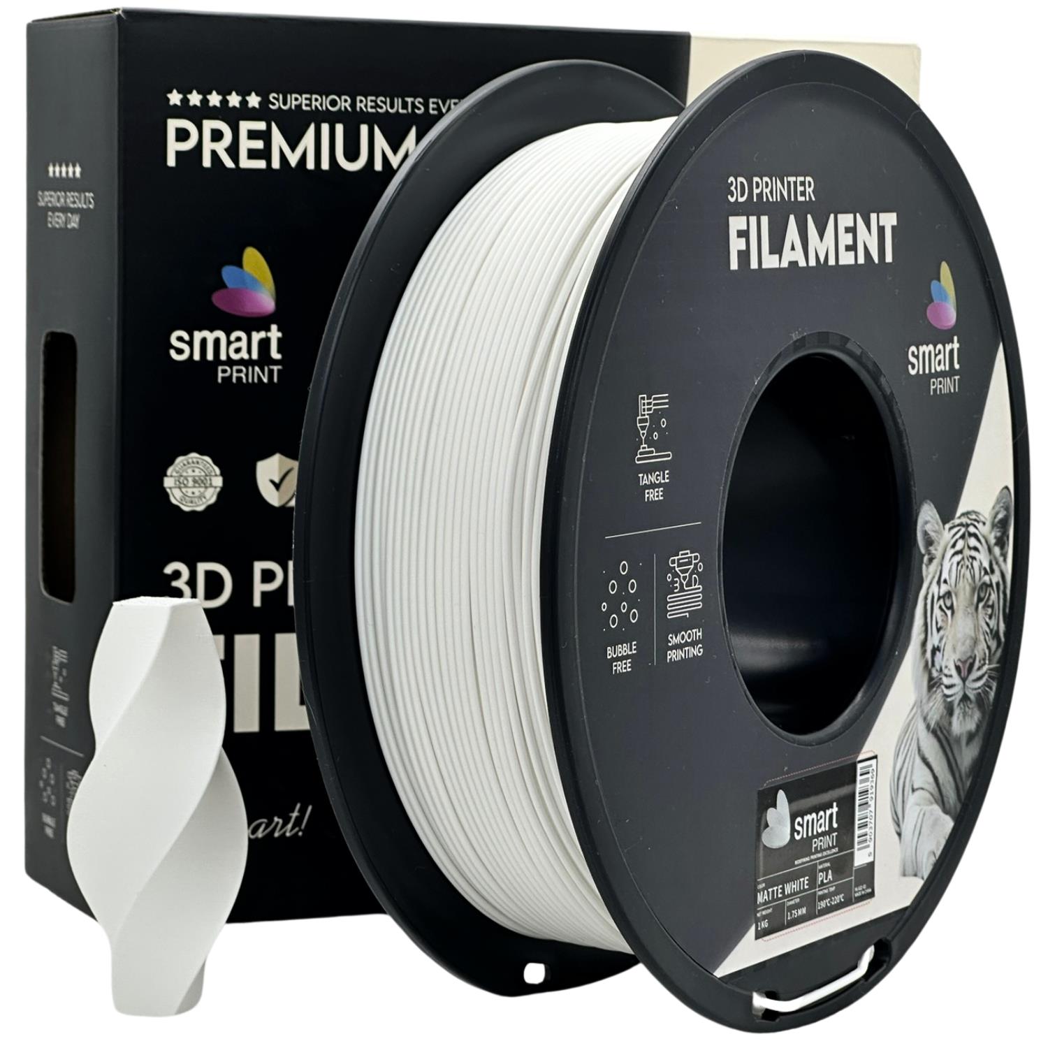 филамент за 3D принтери за принтери и печатащи устройства на 3D print Filament филамент за 3D принтери PLA matte white 1кг бял PLA matte white, Smart. Ниски цени, прецизно изпълнение, високо качество.