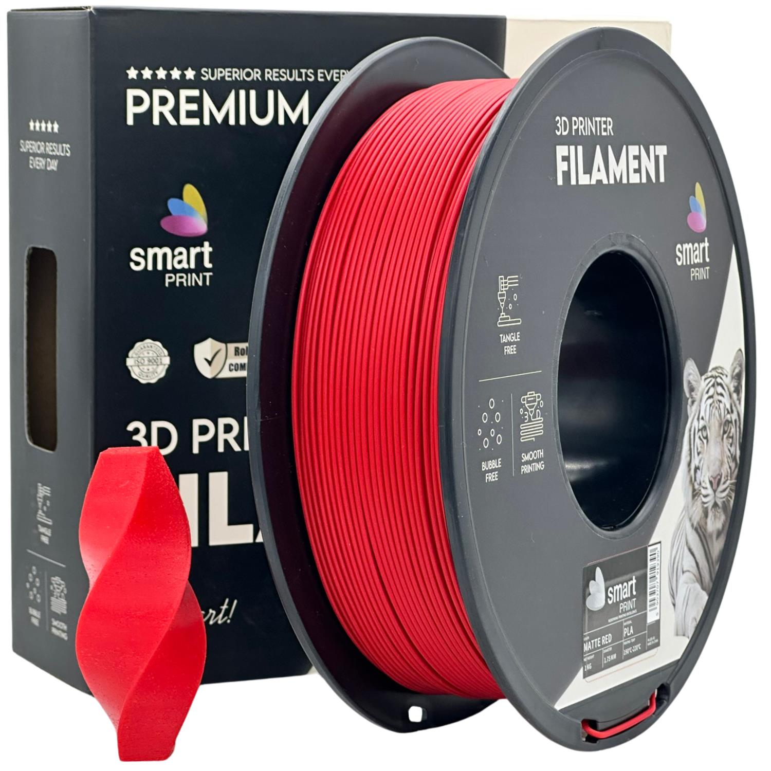 филамент за 3D принтери за принтери и печатащи устройства на 3D print Filament филамент за 3D принтери PLA matte red 1кг червен мат PLA matte red, Smart. Ниски цени, прецизно изпълнение, високо качество.