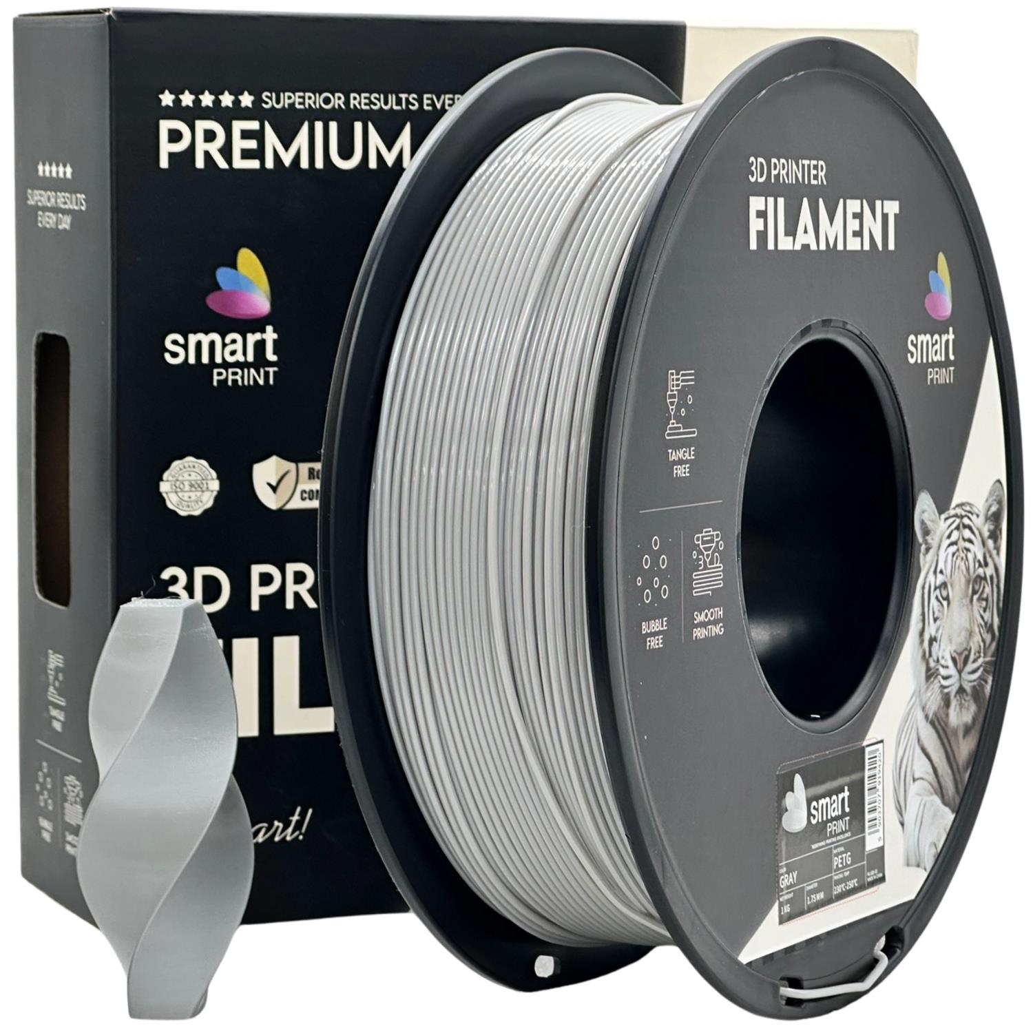 филамент за 3D принтери за принтери и печатащи устройства на 3D print Filament филамент за 3D принтери PETG gray 1кг. сив PETG gray, Smart. Ниски цени, прецизно изпълнение, високо качество.