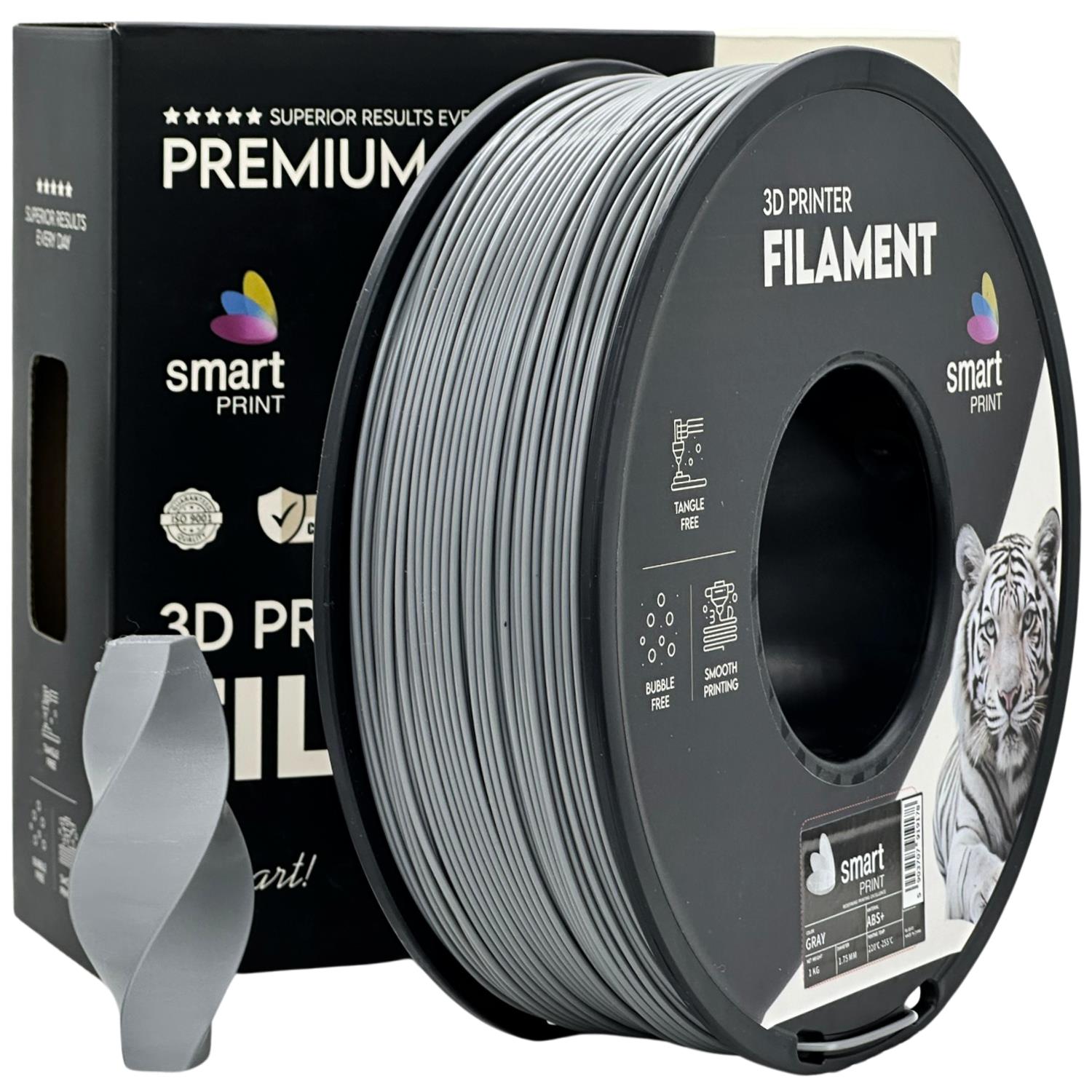 филамент за 3D принтери за принтери и печатащи устройства на 3D print Filament филамент за 3D принтери ABS+ 1kg grey, сив ABS+ gray, Smart Print. Ниски цени, прецизно изпълнение, високо качество.