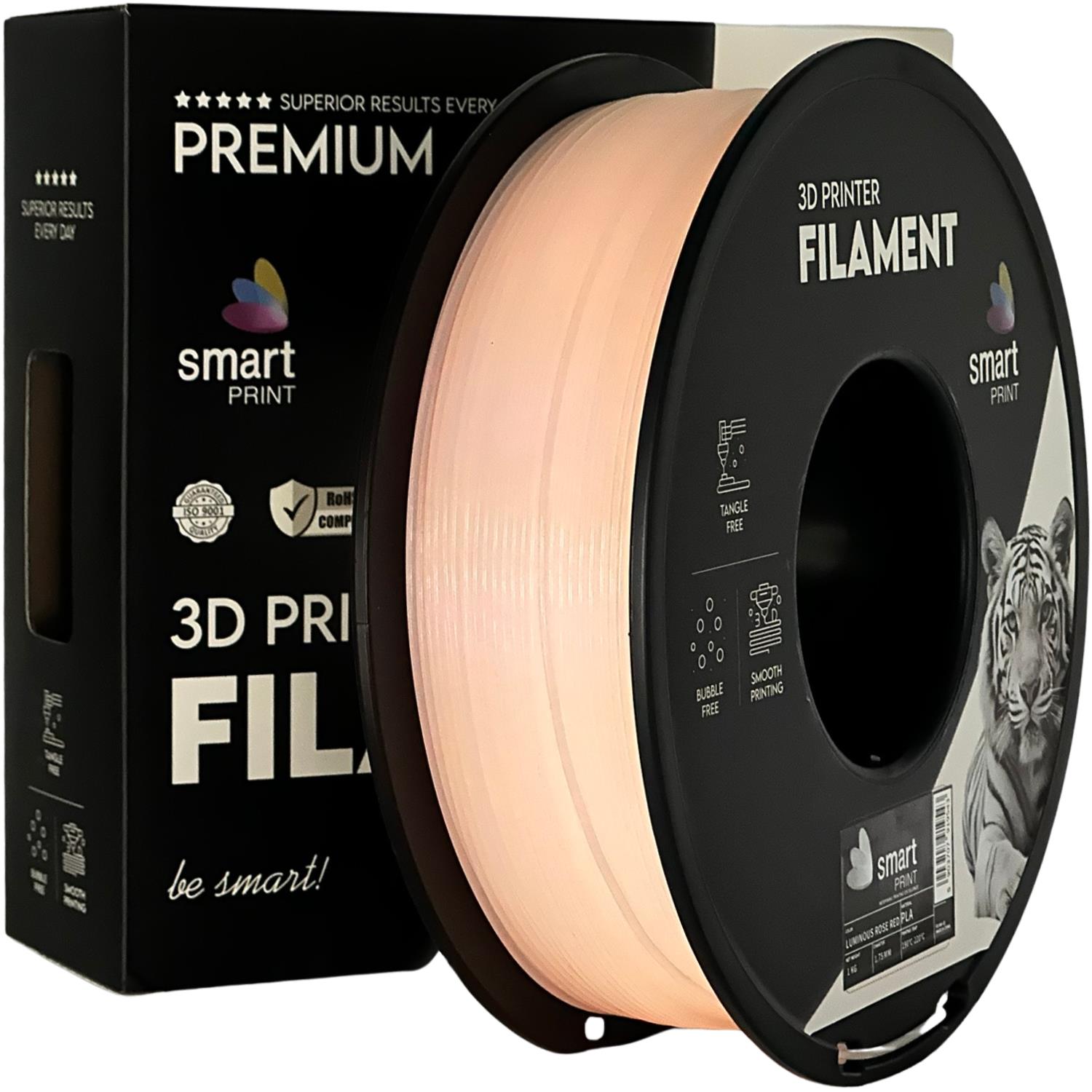 филамент за 3D принтери за принтери и печатащи устройства на 3D print Filament филамент за 3D принтери PLA luminous rose red 1кг розов / червен PLA luminous rose red, Smart Print. Ниски цени, прецизно изпълнение, високо качество.
