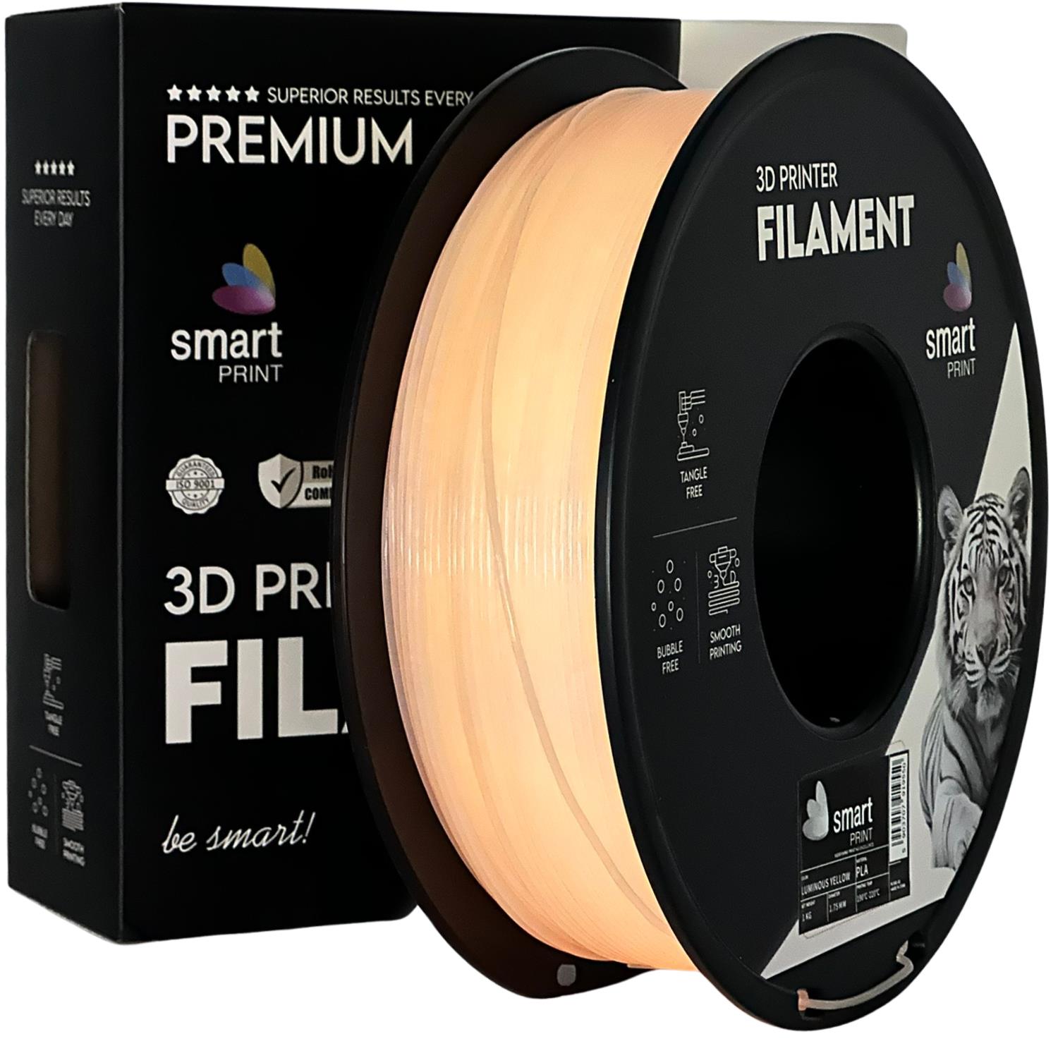 филамент за 3D принтери за принтери и печатащи устройства на 3D print Filament филамент за 3D принтери PLA luminous yellow 1кг луминисцентно жълто PLA luminous yellow, Smart. Ниски цени, прецизно изпълнение, високо качество.