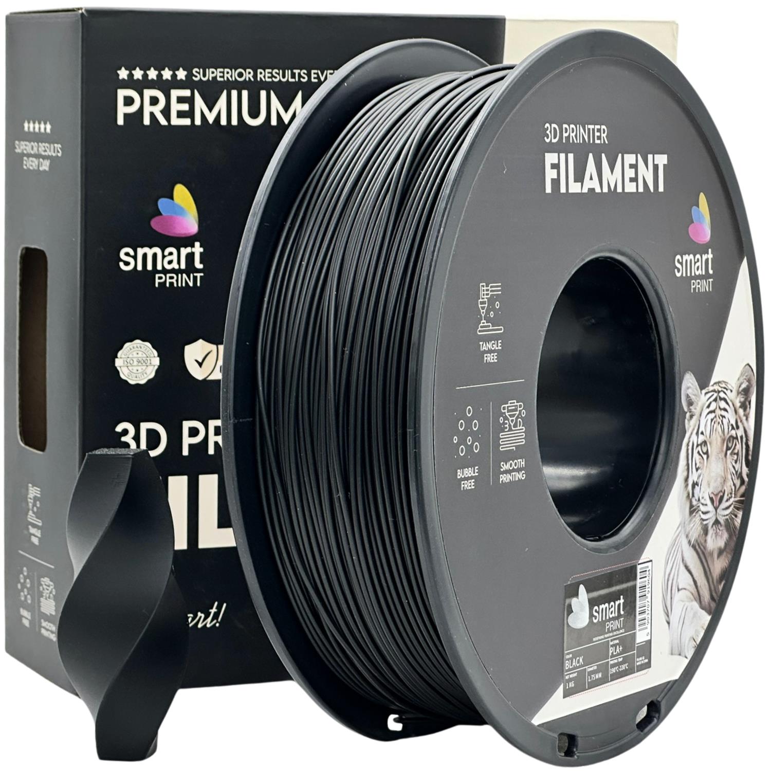филамент за 3D принтери за принтери и печатащи устройства на 3D print Filament филамент за 3D принтери PLA+ black 1кг черен PLA+ black, Smart. Ниски цени, прецизно изпълнение, високо качество.