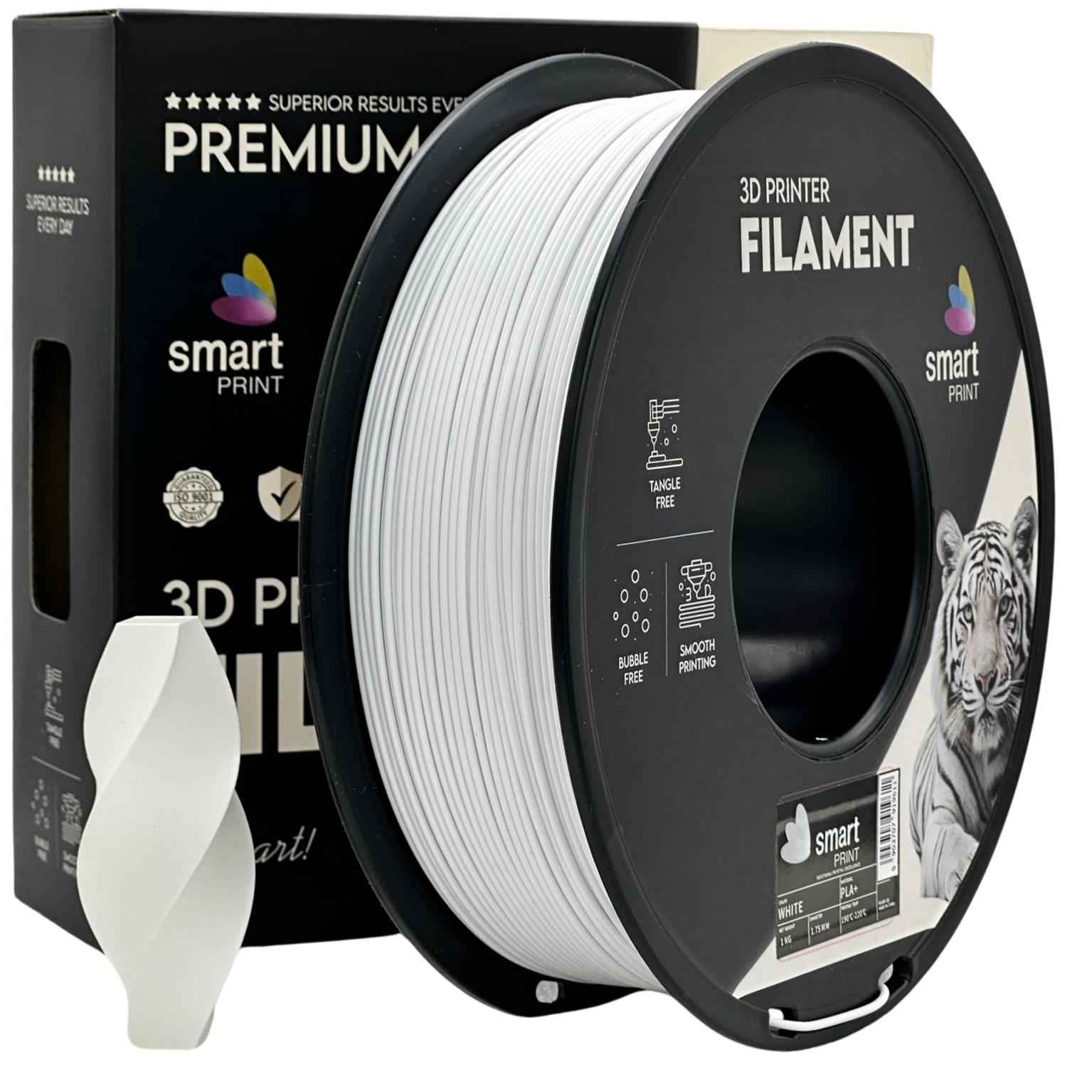 филамент за 3D принтери за принтери и печатащи устройства на 3D print Filament филамент за 3D принтери PLA+ white 1кг бял PLA+ white, Smart Print. Ниски цени, прецизно изпълнение, високо качество.