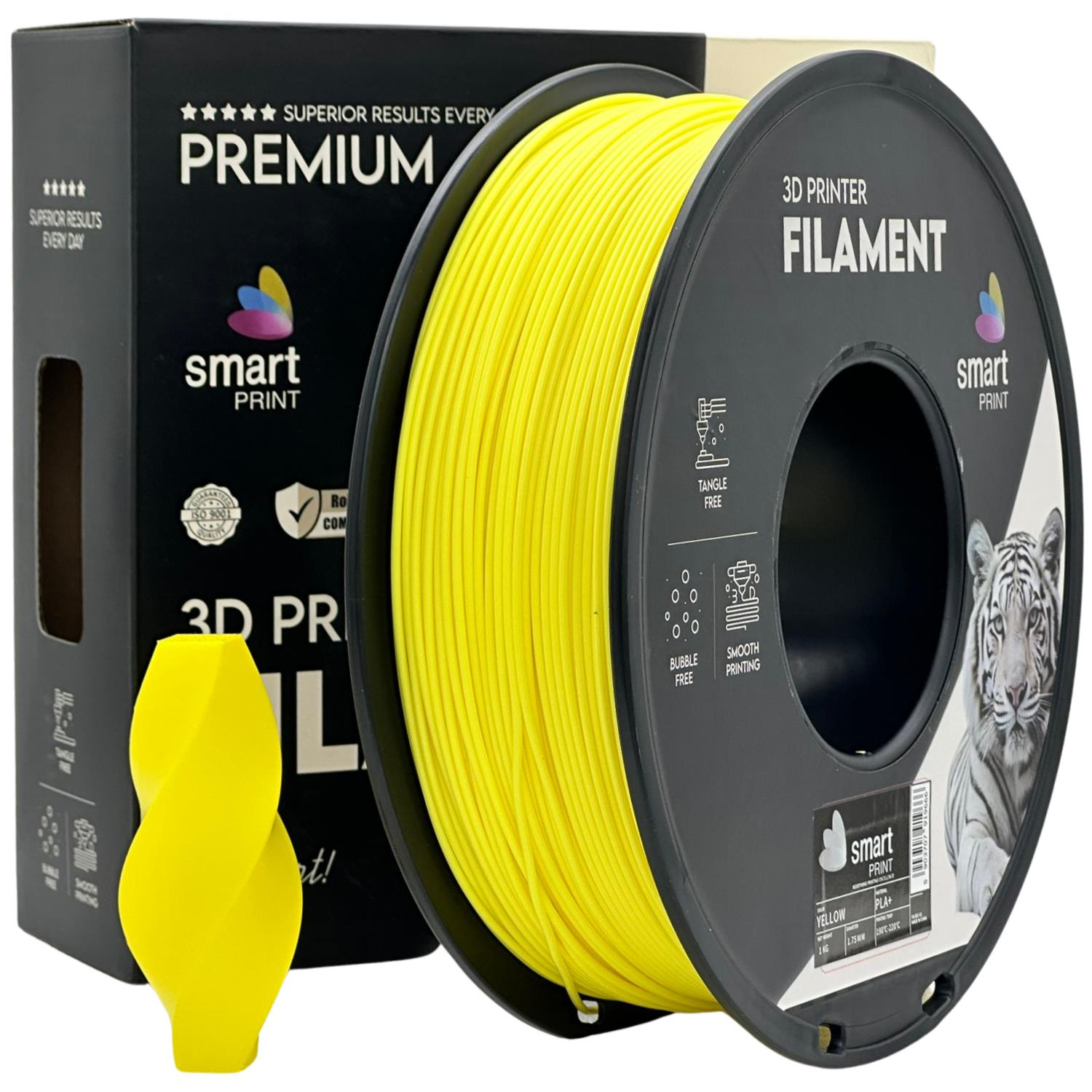 филамент за 3D принтери за принтери и печатащи устройства на 3D print Filament филамент за 3D принтери PLA+ yellow 1кг. жълт PLA+ yellow, Smart Print. Ниски цени, прецизно изпълнение, високо качество.