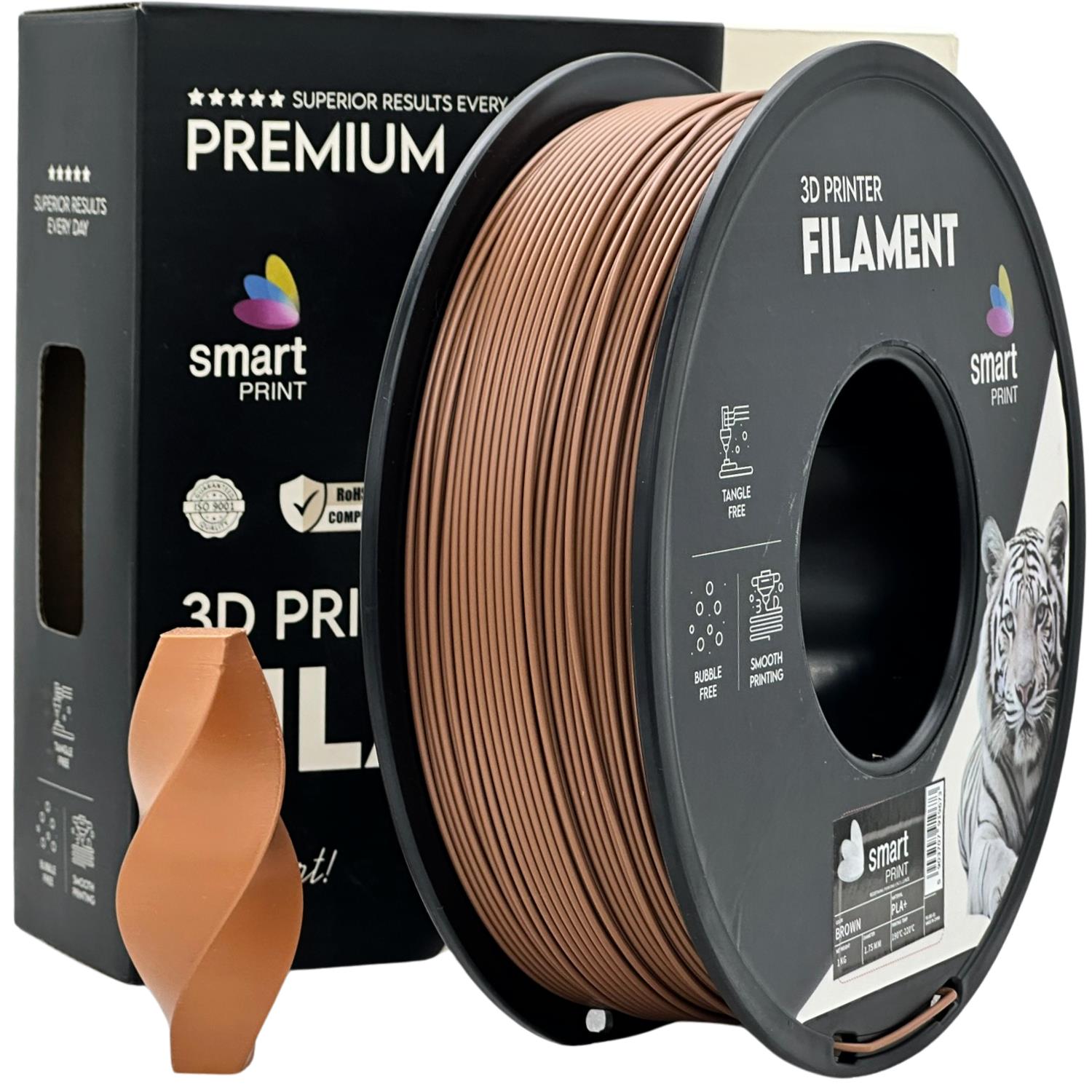 филамент за 3D принтери за принтери и печатащи устройства на 3D print Filament филамент за 3D принтери PLA+ 1кг кафяв, brown PLA+ brown, Smart. Ниски цени, прецизно изпълнение, високо качество.