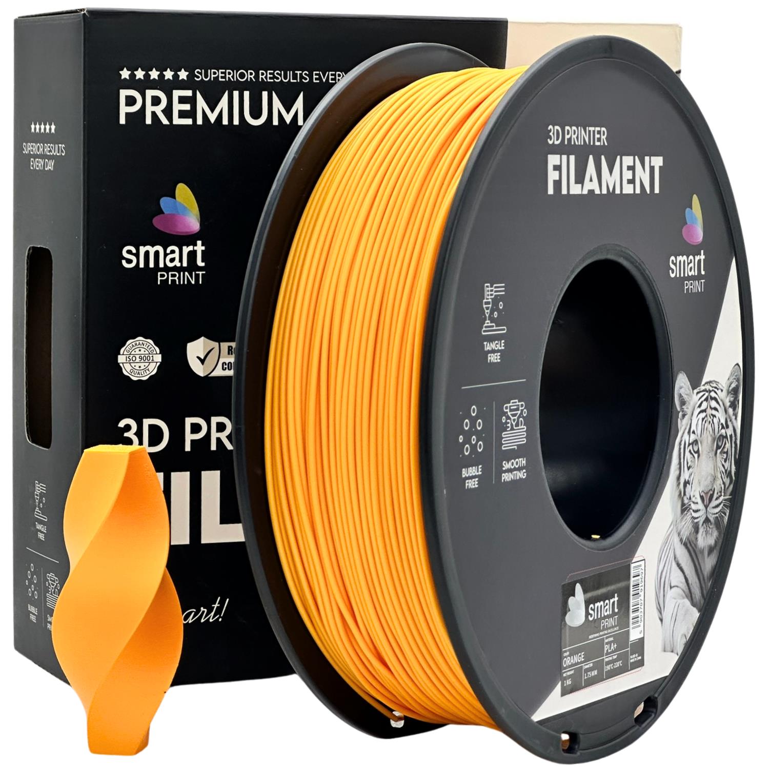 филамент за 3D принтери за принтери и печатащи устройства на 3D print Filament филамент за 3D принтери PLA+ 1кг оранжев/orange PLA+ orange, Smart. Ниски цени, прецизно изпълнение, високо качество.