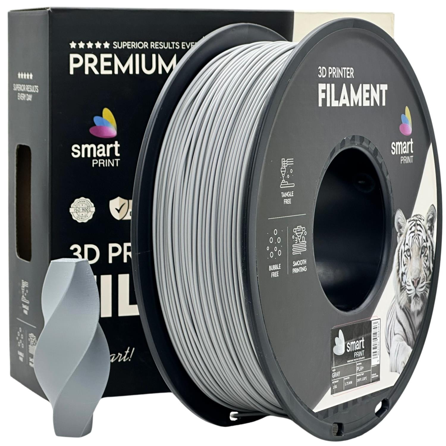 филамент за 3D принтери за принтери и печатащи устройства на 3D print Filament филамент за 3D принтери PLA+ gray 1кг сив PLA+ gray, Smart. Ниски цени, прецизно изпълнение, високо качество.