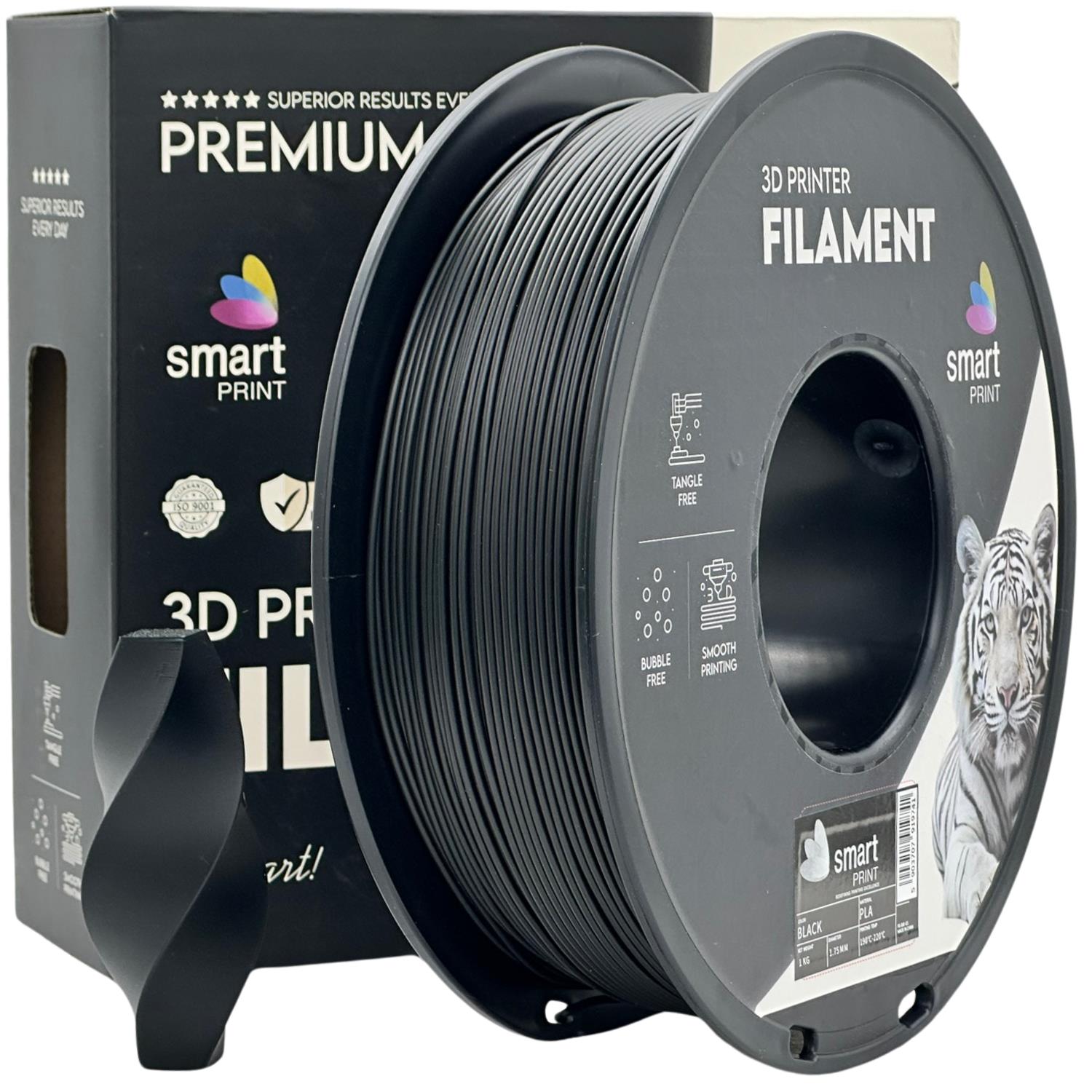 филамент за 3D принтери за принтери и печатащи устройства на 3D print Filament филамент за 3D принтери PLA black 1кг черен PLA black, Smart Print. Ниски цени, прецизно изпълнение, високо качество.