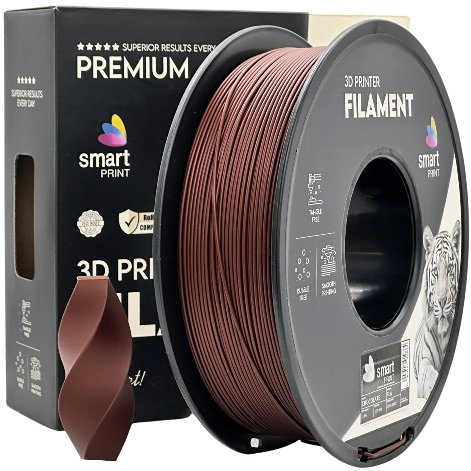 филамент за 3D принтери за принтери и печатащи устройства на 3D print Filament филамент за 3D принтери PLA chocolate 1 кг. шоколад PLA chocolate, Smart Print. Ниски цени, прецизно изпълнение, високо качество.
