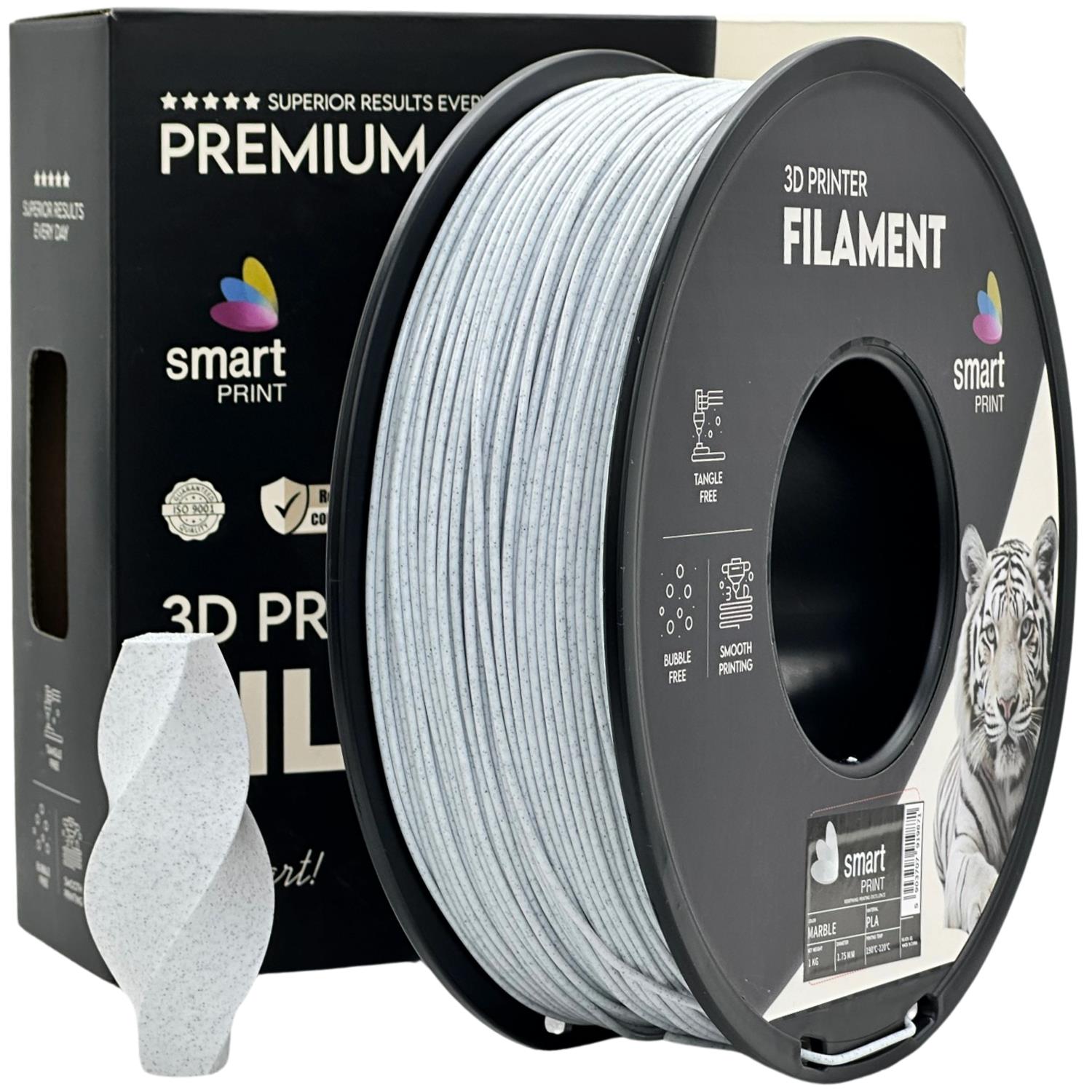 филамент за 3D принтери за принтери и печатащи устройства на 3D print Filament филамент за 3D принтери PLA marble 1кг светло сив PLA marble, Smart Print. Ниски цени, прецизно изпълнение, високо качество.