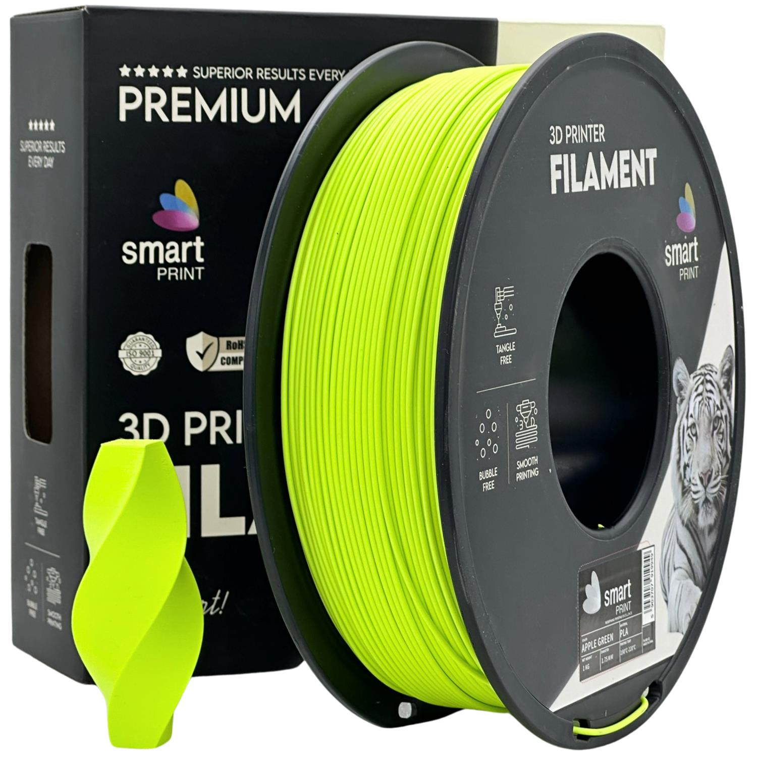 филамент за 3D принтери за принтери и печатащи устройства на 3D print Filament филамент за 3D принтери PLA apple green 1 кг. светло зелен PLA apple green, Smart. Ниски цени, прецизно изпълнение, високо качество.