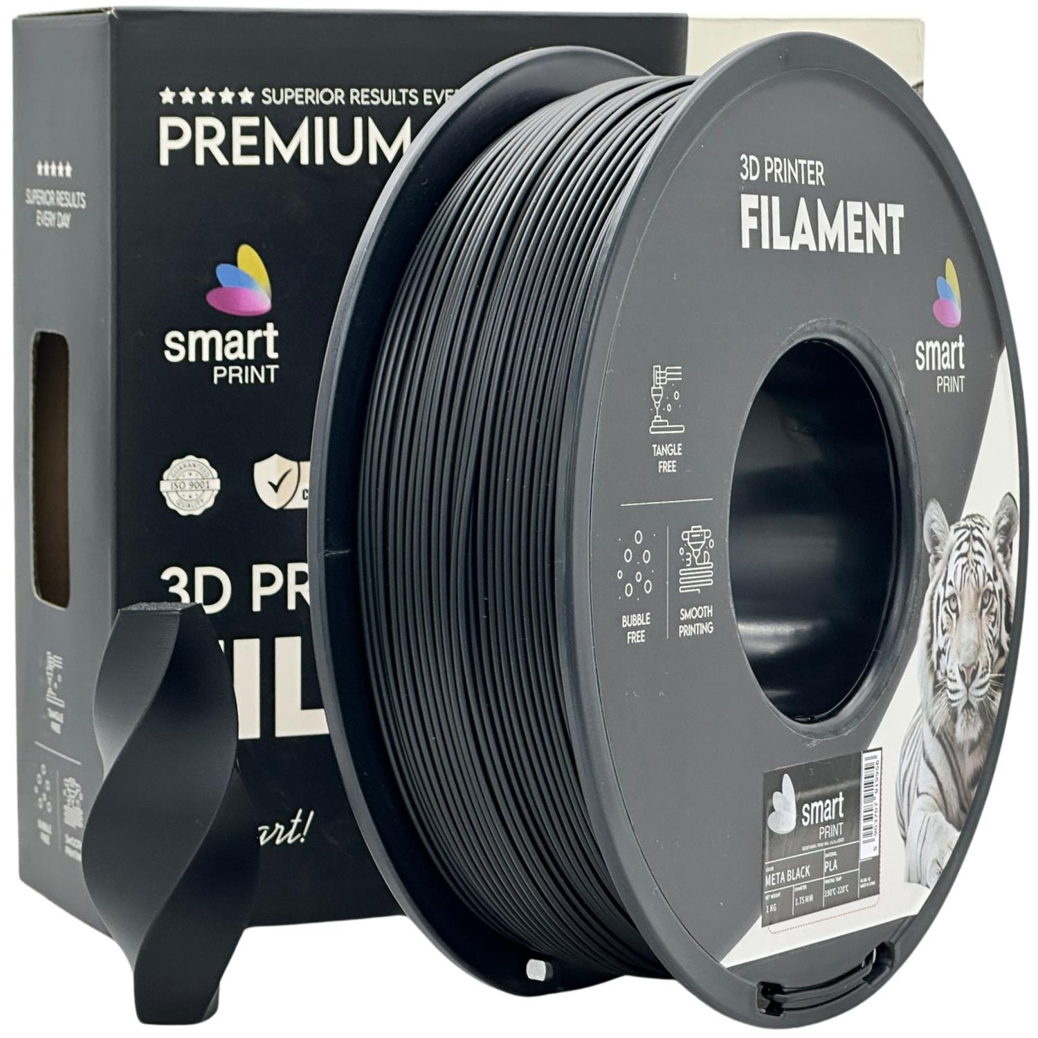 филамент за 3D принтери за принтери и печатащи устройства на 3D print Filament филамент за 3D принтери PLA meta black 1кг черен PLA meta black, Smart. Ниски цени, прецизно изпълнение, високо качество.