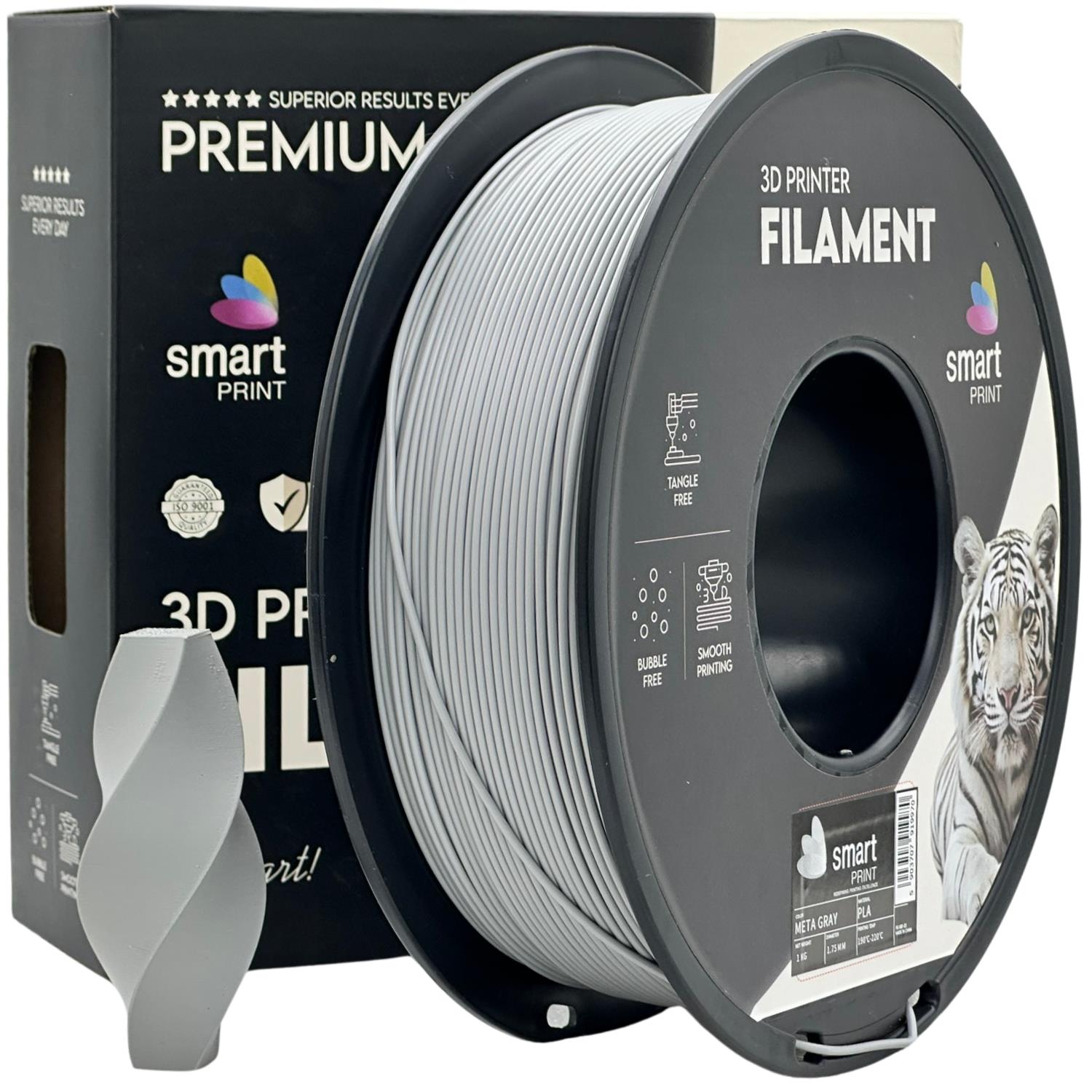 филамент за 3D принтери за принтери и печатащи устройства на 3D print Filament филамент за 3D принтери PLA meta gray 1кг сив PLA meta gray, Smart. Ниски цени, прецизно изпълнение, високо качество.