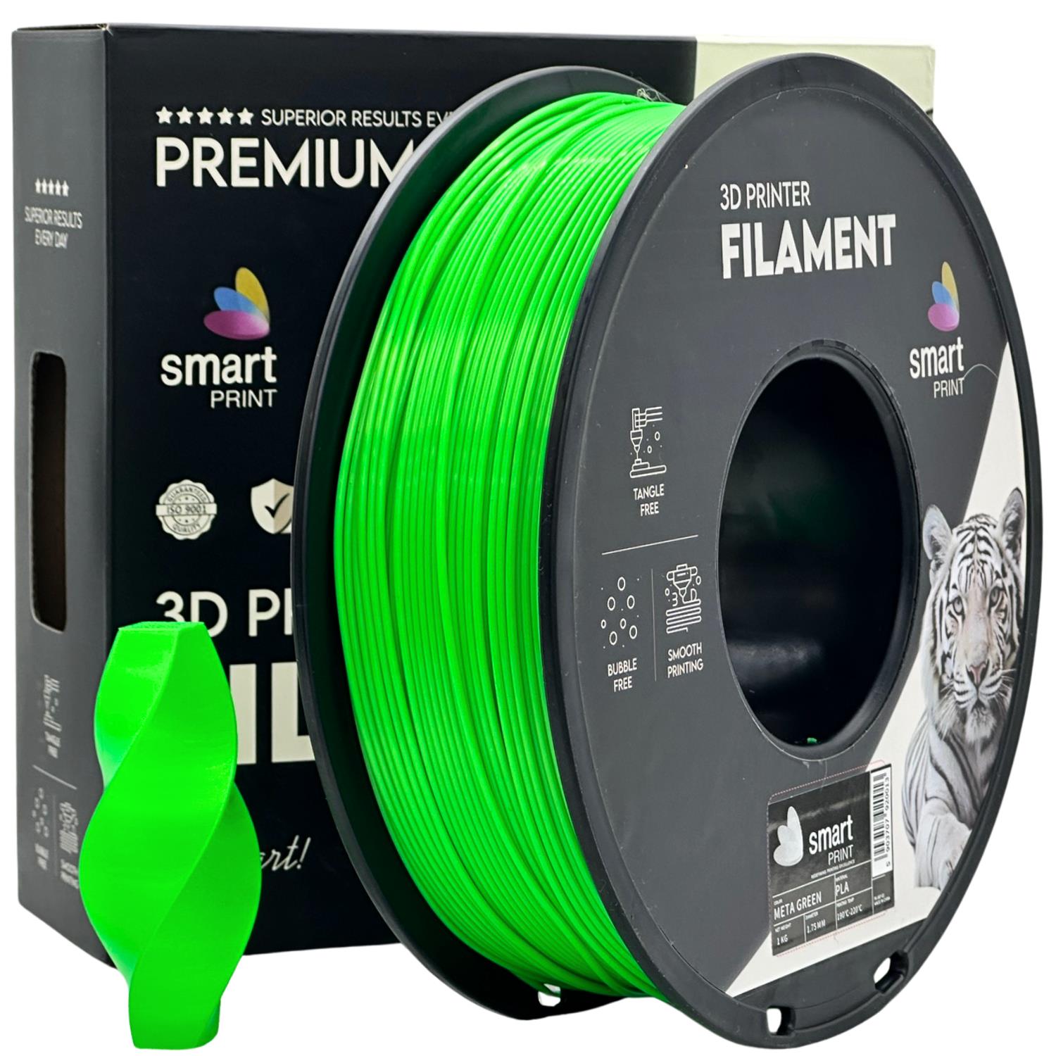 филамент за 3D принтери за принтери и печатащи устройства на 3D print Filament филамент за 3D принтери PLA meta green 1 кг. мета зелено PLA meta green, Smart. Ниски цени, прецизно изпълнение, високо качество.