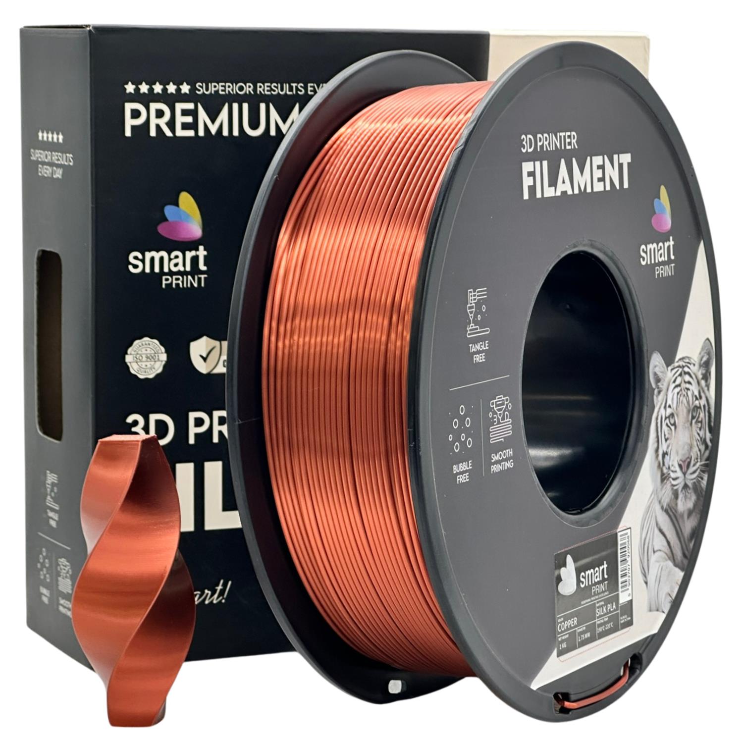 филамент за 3D принтери за принтери и печатащи устройства на 3D print Filament филамент за 3D принтери Silk PLA copper 1кг мед Silk PLA copper, Smart. Ниски цени, прецизно изпълнение, високо качество.