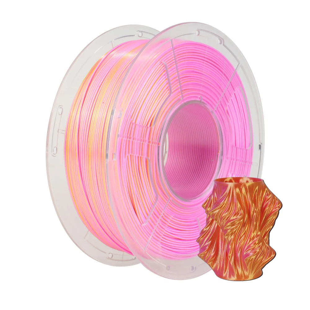 филамент за 3D принтери за принтери и печатащи устройства на 3D print Filament филамент за 3D принтери Silk PLA Dual Color pink gold 1 кг. двуцветен розово и златно Silk PLA Dual Color pink gold, Smart. Ниски цени, прецизно изпълнение, високо качество.