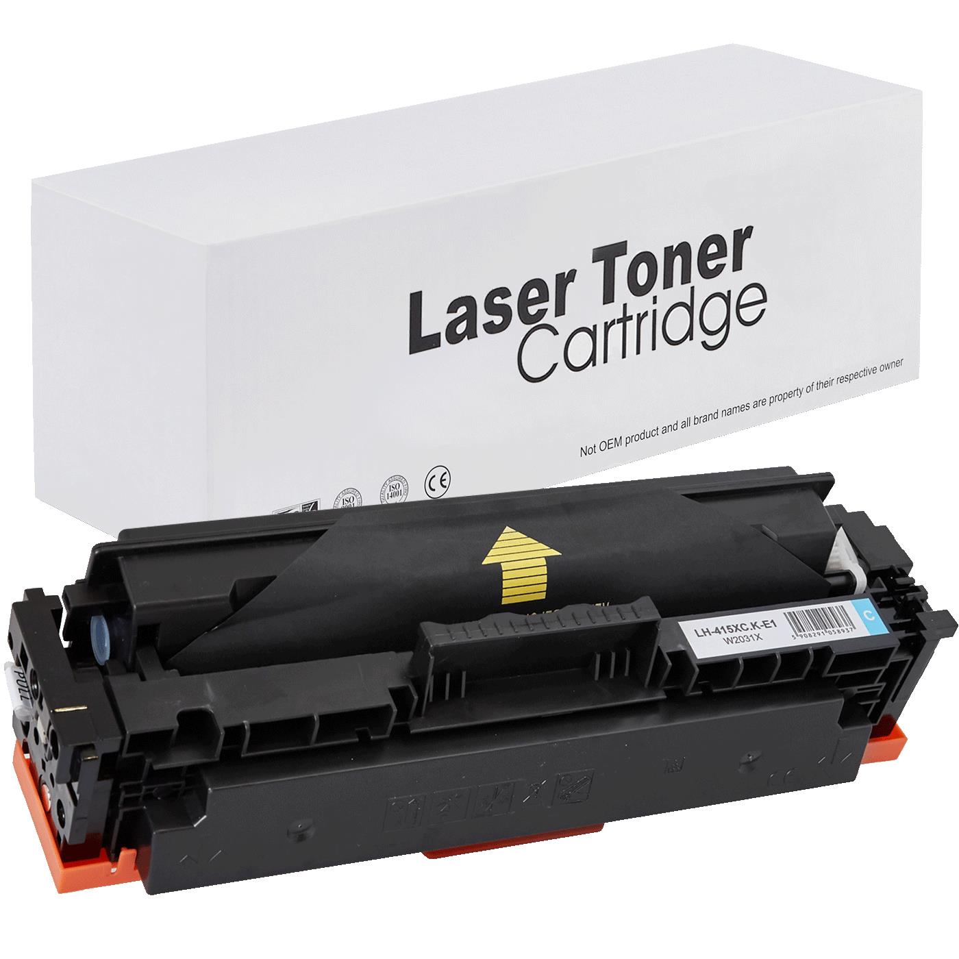 Съвместима тонер касета (без чип) за принтери и печатащи устройства на Hewlett Packard (HP) Color LaserJet Pro M454dn Toner HP-415XC.K | no chip | W2031X / CRG055. Ниски цени, прецизно изпълнение, високо качество.