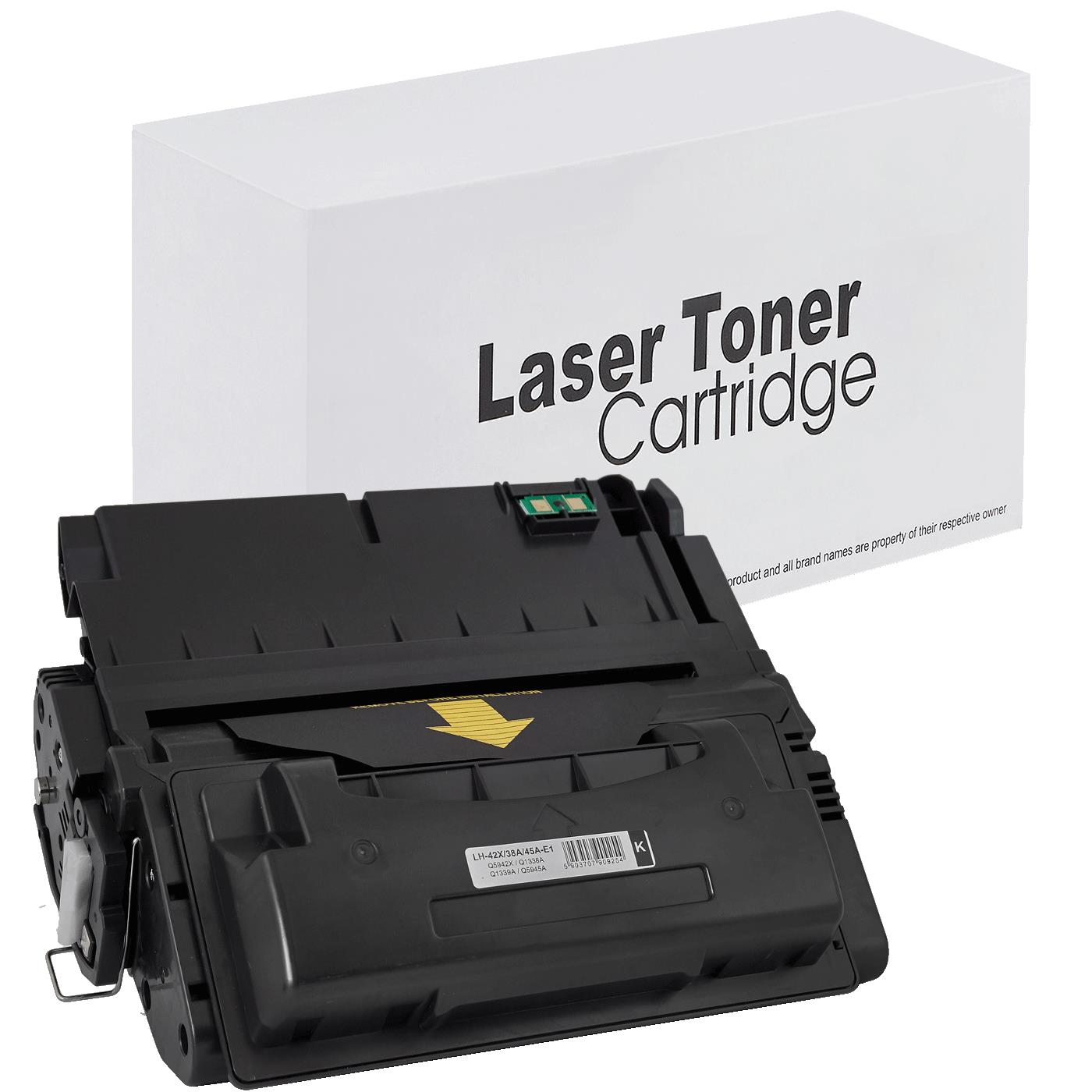 съвместима тонер касета за принтери и печатащи устройства на Hewlett Packard (HP) LaserJet 4200, LaserJet 4200DTN, LaserJet 4200 Dtnsl, LaserJet 4200 Dtns, LaserJet 4200LN, LaserJet 4200N, LaserJet 4200TN, LaserJet 4200, LaserJet 4200L, LaserJet 4250, LaserJet 4250DTN, LaserJet 4250N, LaserJet 4250TN, LaserJet 4250Dtnsl, LaserJet 4350, LaserJet 4350DTN, LaserJet 4350N, LaserJet 4350TN, LaserJet 4350Dtnsl, LaserJet 4345, LaserJet 4345 dtn, LaserJet 4345 dtnsl, LaserJet 4345 dtnxm, LaserJet 4345 MFP, LaserJet 4345 X MFP, LaserJet 4345 XM MFP, LaserJet 4345 XS MFP, LaserJet M 4345 dtn MFP, LaserJet M 4345 dtnsl MFP, LaserJet M 4345 dtnxm MFP, LaserJet M 4345 MFP, LaserJet M 4345 ss MFP, LaserJet M 4345 X MFP, LaserJet M 4345 XM MFP, LaserJet M 4345 XS MFP, LaserJet 4300, LaserJet 4300DTN, LaserJet 4300TN, LaserJet 4300N, LaserJet 4300Dtns, LaserJet 4300Dtnsl HP-42X/38A/45A, Q5942X, Q1338A, Q1339A. Ниски цени, прецизно изпълнение, високо качество.
