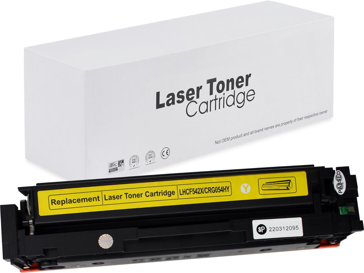 съвместима тонер касета за принтери и печатащи устройства на Hewlett Packard (HP) HP COLOR LASERJET PRO: M254DW, M254NW, M280NW, M281FDN, M281FDW, CANON I-SENSYS: LBP621CW, LBP623CDW, LBP640C, MF640C, MF641CN, MF641CW, MF642CDW, MF643CDW, MF644CDW, MF645CX, CANONON I-SENSYS LBP621CW, LBP623CW, MF641CW, MF643CDW, MF645CX, CANONON COLOR IMAGECLASS MF642CDW, MF641CW, MF644CDW, LBP622CDW, ,  new new Toner HP-CF542X/CRG054Y | CF542X / CRG054Y. Ниски цени, прецизно изпълнение, високо качество.