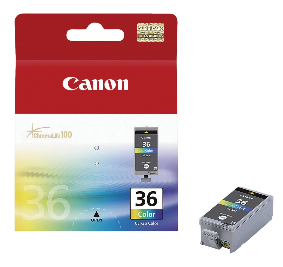 Оригинална мастилена касета (глава, патрон, мастилница) за принтери и печатащи устройства на Canon Pixma IP100 CLI-36. Ниски цени, прецизно изпълнение, високо качество.