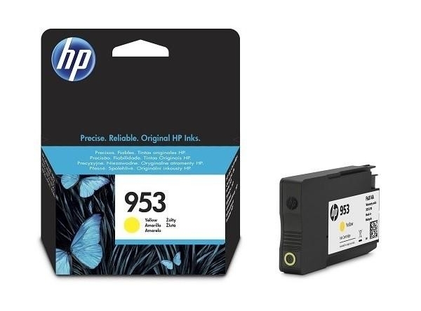 Оригинална мастилена касета (глава, патрон, мастилница) за принтери и печатащи устройства на Hewlett Packard (HP) 8715 F6U14AE no 953 yellow. Ниски цени, прецизно изпълнение, високо качество.